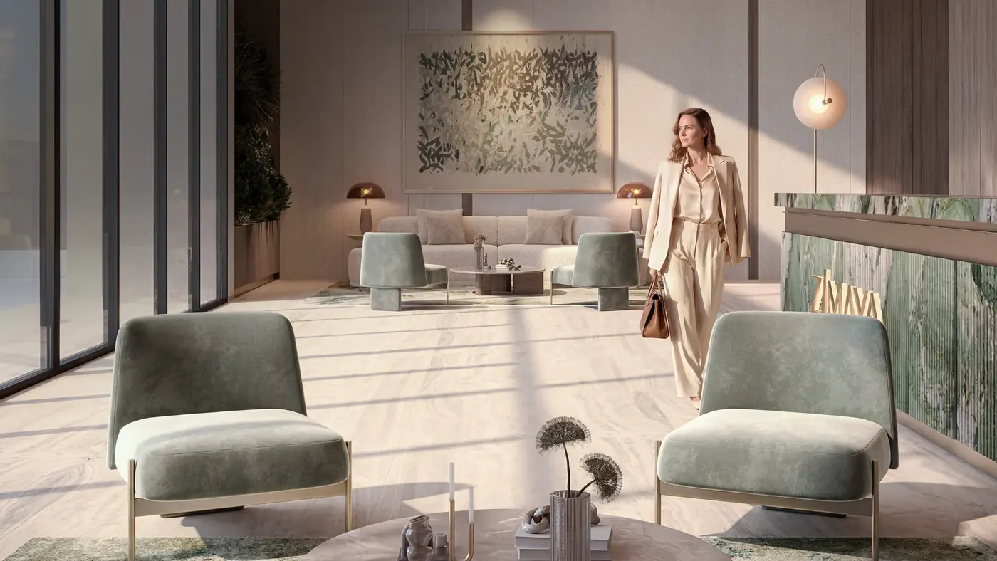 Double-height lobby