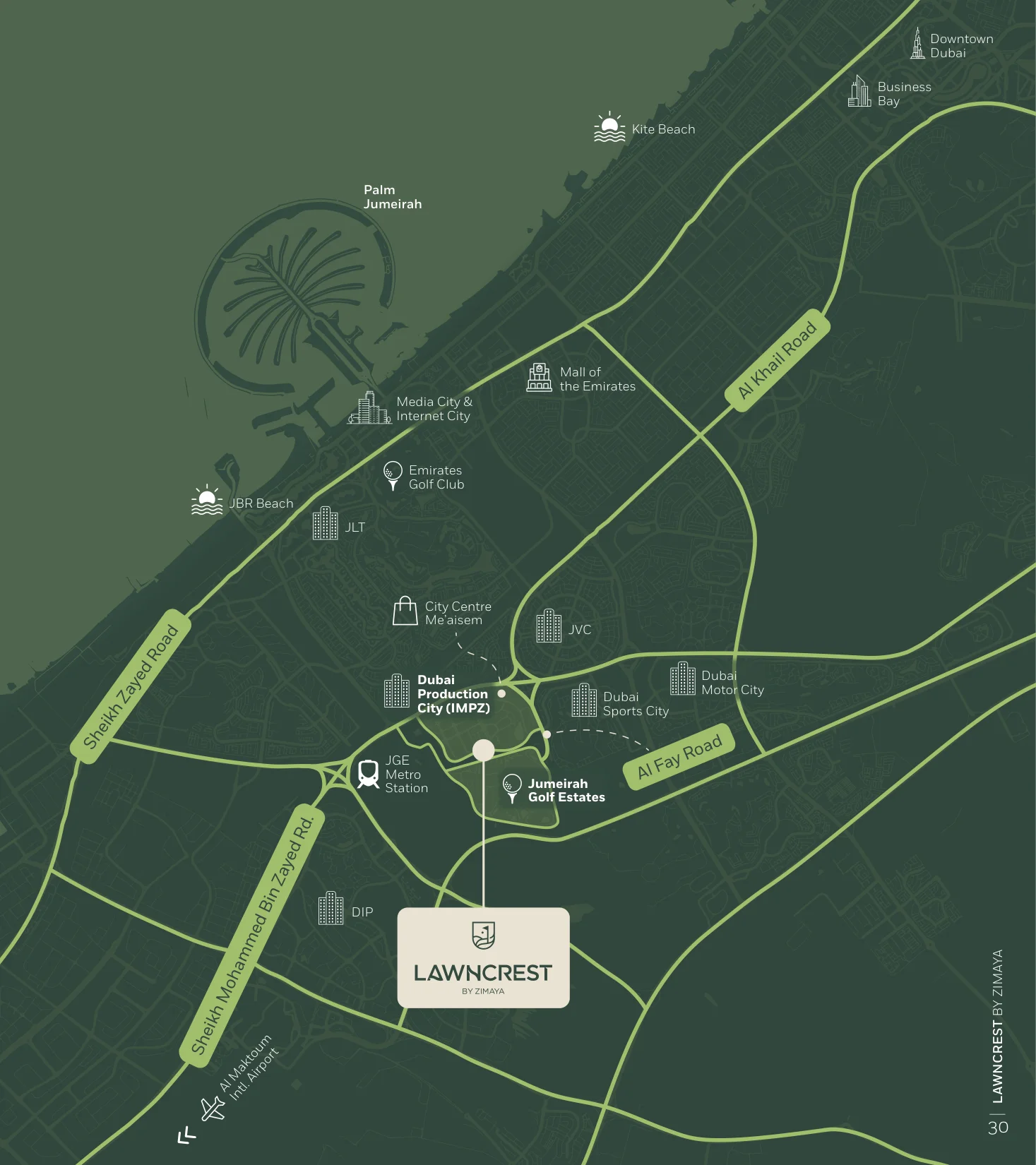 Location map of Lawncrest in Dubai Production City